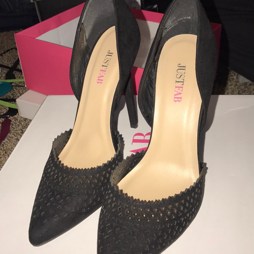 Black lace heels